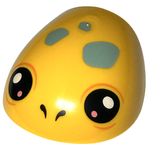 Деталь LEGO 21560pb15 Large Figure Armor, Round, Smooth with Black Nostrils and Eyes with Coral and White Dots and Sand Green Spots Pattern (Turtle Head)