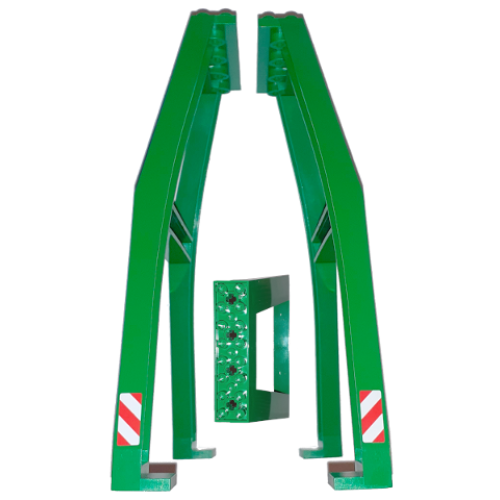 Деталь LEGO 92086pb01 Support Crane Stand Double - No Studs on Cross-Brace with Axle Holes on Top with Red and White Danger Stripes Pattern on Both Sides (Stickers) - Set 7939