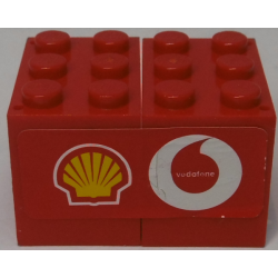 Stickered Assembly 4 x 3 x 2 with Shell and Vodafone Logos Pattern Model Left Side (Sticker) - Set 8654 - 2 Container, Cupboard 2 x 3 x 2 - Solid Studs Stickered Assembly 4 x 3 x 2 with Shell and Vodafone Logos Pattern Model Left Side (Sticker) - Set 8654 - 2 Container, Cupboard 2 x 3 x 2 - Solid Studs