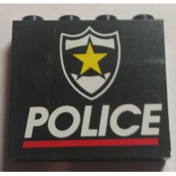 Stickered Assembly 4 x 1 x 3 with Police Red Line and Yellow Star Badge Pattern (Sticker) - Set 1786 - 3 Brick 1 x 4 Stickered Assembly 4 x 1 x 3 with Police Red Line and Yellow Star Badge Pattern (Sticker) - Set 1786 - 3 Brick 1 x 4