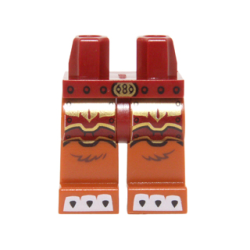 Hips and Dark Orange Legs with Dark Red and Gold Armor, Gold Belt Buckle and White Claws Pattern