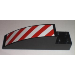 Slope, Curved 8 x 2 x 2 with 4 Recessed Studs with Red and White Danger Stripes Pattern Left (Sticker) - Set 7632 Slope, Curved 8 x 2 x 2 with 4 Recessed Studs with Red and White Danger Stripes Pattern Left (Sticker) - Set 7632