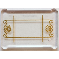 Glass for Window 1 x 3 x 2 Flat Front with Gold Lattice, Flowers and Filigree Pattern