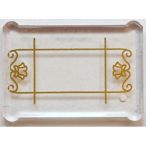 Деталь LEGO 7757pb001 Glass for Window 1 x 3 x 2 Flat Front with Gold Lattice, Flowers and Filigree Pattern