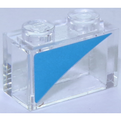 Brick 1 x 2 without Bottom Tube with Dark Azure Triangle Pattern Model Right Side (Sticker) - Set 40252