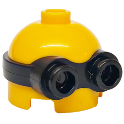 Minifigure, Head, Modified Minion, Short with Molded Black Goggles Pattern