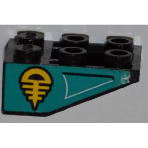 Деталь LEGO 3747apb02 Slope, Inverted 33 3 x 2 with Flat Bottom Pin without Connections between Studs with Black and Yellow Symbol and Air Intake Pattern on Both Sides (Stickers) - Set 8269