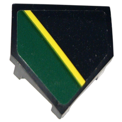 Wedge 2 x 2 x 2/3 Pointed with Dark Green and Yellow Stripes Pattern Model Left Side (Sticker) - Set 76907