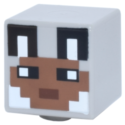 Minifigure, Head, Modified Cube with Pixelated Medium Brown Face, Black Eyes, Reddish Brown Mouth, Ears with White Auricles, Fur on Cheeks Pattern (Minecraft Wolf Skin) Minifigure, Head, Modified Cube with Pixelated Medium Brown Face, Black Eyes, Reddish Brown Mouth, Ears with White Auricles, Fur on Cheeks Pattern (Minecraft Wolf Skin)
