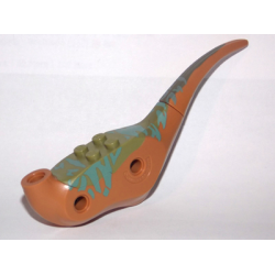 Dinosaur Body Raptor with Olive Green Top with Medium Azure Stripes Pattern