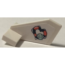 Tail Shuttle, Small with Coral and Dark Blue Heart-Shaped Life Preserver and Light Aqua Shell Pattern on Both Sides (Stickers) - Set 41378