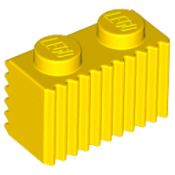 Brick, Modified 1 x 2 with Grille / Fluted Profile - Yellow