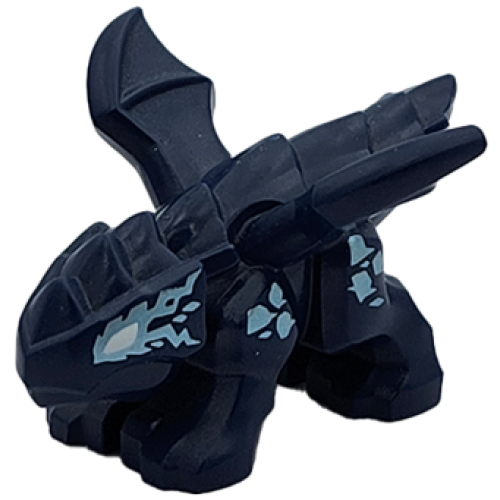 Деталь LEGO 3215pb03 Dragon, Baby with 4 Feet and Open Wings with White Eyes and Bright Light Blue Electric Eye Outline and Scales Pattern (Riyu)