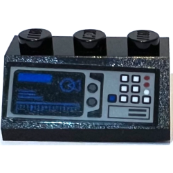 Slope 45 2 x 3 with Light Bluish Gray Control Panel with White and Blue Buttons and Rectangle and Bar Chart on Screen Pattern (Sticker) - Set 75315