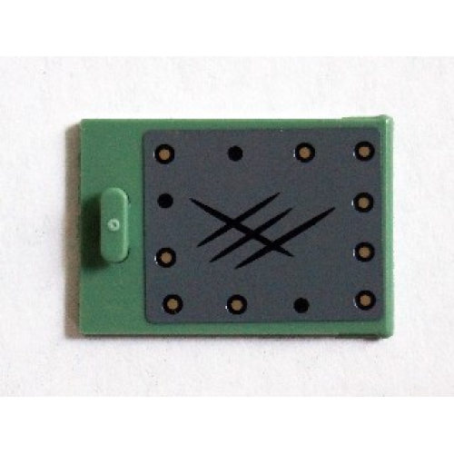 Деталь LEGO 4533pb015 Container, Cupboard 2 x 3 x 2 Door with Dark Bluish Gray Metal with Scratches and Rivets Pattern (Sticker) - Set 75904