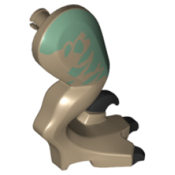 Dinosaur Leg Large (Rear) Raptor Right with Pin with Black Claws and Sand Green Markings Pattern