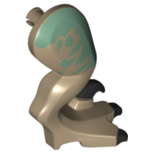 Деталь LEGO 98072pb08 Dinosaur Leg Large (Rear) Raptor Right with Pin with Black Claws and Sand Green Markings Pattern