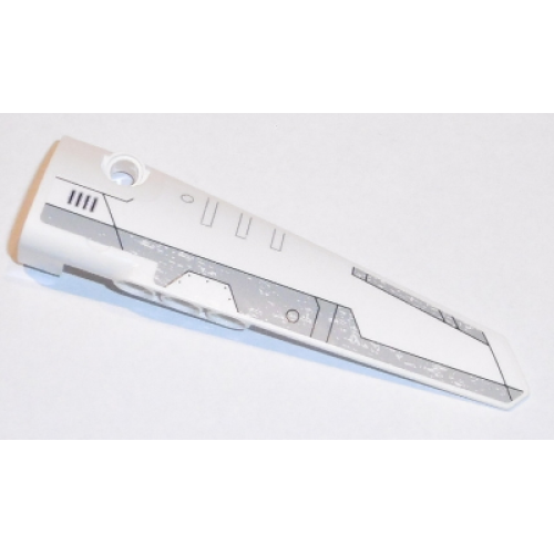 Деталь LEGO 64681pb027 Technic, Panel Fairing # 5 Long Smooth, Side A with Light Bluish Gray Stripes Pattern (Sticker) - Set 31313