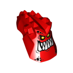 Minifigure, Head, Modified Alien with Spikes on Top and Holes on Sides with White Pointed Teeth and Bright Light Orange Eyes Pattern (Burnzie) Minifigure, Head, Modified Alien with Spikes on Top and Holes on Sides with White Pointed Teeth and Bright Light Orange Eyes Pattern (Burnzie)