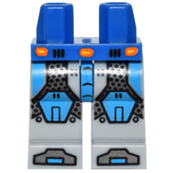 Hips and Light Bluish Gray Legs with Silver and Dark Azure Armor, Dark Azure Hexagonal Knee Pads and Dark Azure and Silver Boots Pattern Hips and Light Bluish Gray Legs with Silver and Dark Azure Armor, Dark Azure Hexagonal Knee Pads and Dark Azure and Silver Boots Pattern