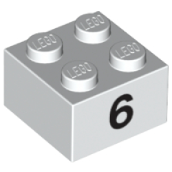 Brick 2 x 2 with Black Number 6 Pattern Brick 2 x 2 with Black Number 6 Pattern