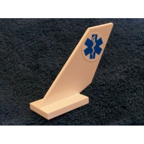 Деталь LEGO 6239pb031 Tail Shuttle with EMT Star of Life (White Snake) Pattern on Both Sides (Stickers) - Set 7903