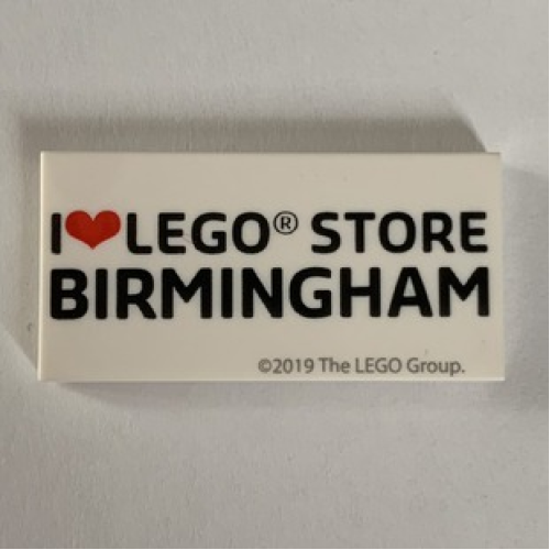 Деталь LEGO 87079pb0677 Tile 2 x 4 with 'I Heart LEGO STORE BIRMINGHAM' Pattern