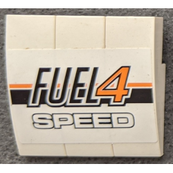 Stickered Assembly 3 x 3 x 1 with 'Fuel 4 Speed' on White Background Pattern (Sticker) - Set 8147 - 3 Slope, Curved 3 x 1