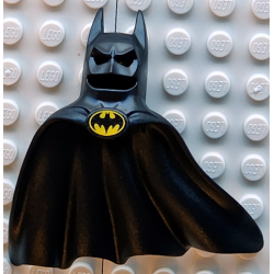 Minifigure, Headgear Head Cover, Cowl with Pointed Ears, Sweeping Cape with Simple Batman Bat Logo Pattern Minifigure, Headgear Head Cover, Cowl with Pointed Ears, Sweeping Cape with Simple Batman Bat Logo Pattern