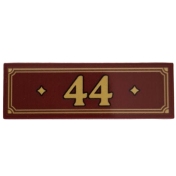 Tile 2 x 6 with Gold Border and '44' Pattern (Sticker) - Set 910044