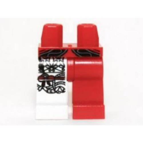 Деталь LEGO 970d17pb01 Hips and 1 Red Left Leg, 1 White Right Leg with Black Lace and Red Garter Pattern (Red Harrington)