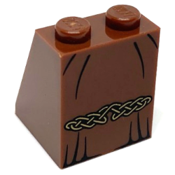 Slope 65 2 x 2 x 2 with Bottom Tube with Minifigure Dress / Skirt / Robe with Black Creases and Gold Celtic Knot Pattern Slope 65 2 x 2 x 2 with Bottom Tube with Minifigure Dress / Skirt / Robe with Black Creases and Gold Celtic Knot Pattern