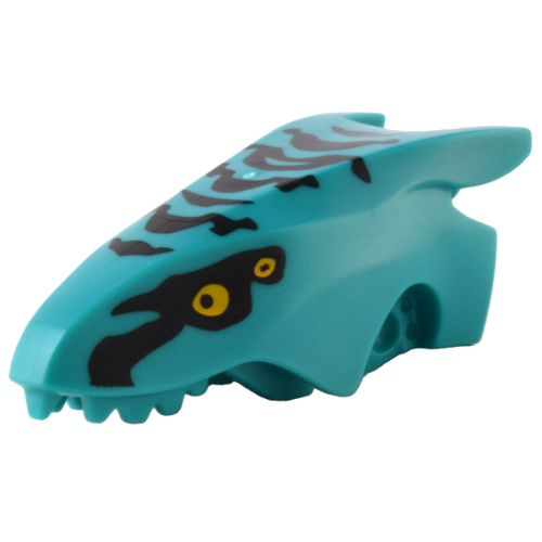 Деталь LEGO 1584pb01 Dragon Head (Avatar Ikran) Jaw Upper with Black Stripes and Bright Light Orange Eyes Pattern