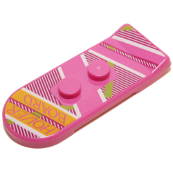 Minifigure, Utensil Hoverboard with Magenta, White and Lime Lines and 'HOVER BOARD' Pattern