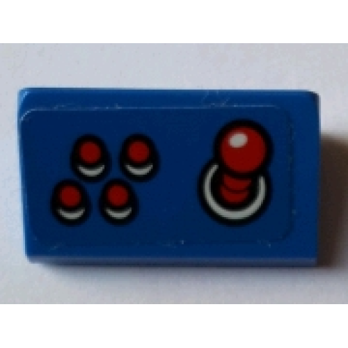 Деталь LEGO 85984pb196 Slope 30 1 x 2 x 2/3 with 4 Red Buttons and Joystick Pattern (Sticker) - Set 75827