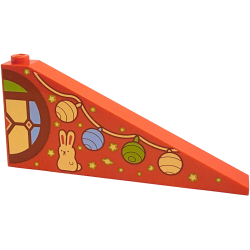 Slope 25 8 x 1 x 3 with Medium Nougat Round Window Half with Bright Light Yellow, Bright Light Blue and Lime Stained Glass, Hanging Lights, Bunny Rabbit, Stars, Planet and Moon Pattern Model Left Side