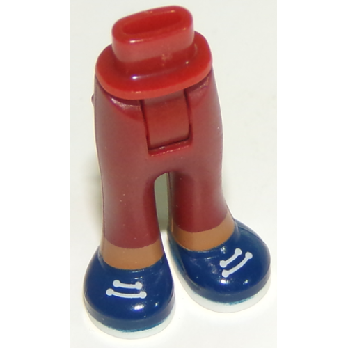 Деталь LEGO 92253c00pb31 Mini Doll Hips and Trousers with Back Pockets with Medium Nougat Ankles and Dark Blue Shoes with White Laces and Soles Pattern - Thick Hinge