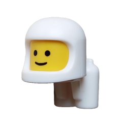 Minifigure, Head, Modified Baby / Toddler with Molded White Space Helmet and Air Tanks and Printed Black Grin and Eyes Pattern Minifigure, Head, Modified Baby / Toddler with Molded White Space Helmet and Air Tanks and Printed Black Grin and Eyes Pattern