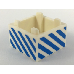 Container, Box 2 x 2 x 1 - Top Opening with Flat Inner Bottom with Medium Blue Diagonal Stripes Pattern Container, Box 2 x 2 x 1 - Top Opening with Flat Inner Bottom with Medium Blue Diagonal Stripes Pattern