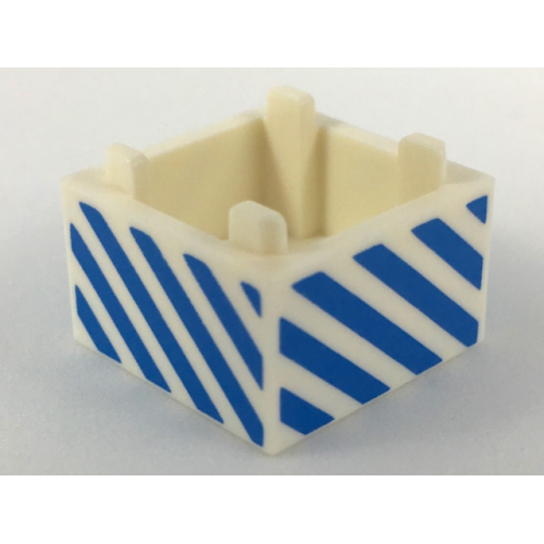 Деталь LEGO 35700pb02 Container, Box 2 x 2 x 1 - Top Opening with Flat Inner Bottom with Medium Blue Diagonal Stripes Pattern