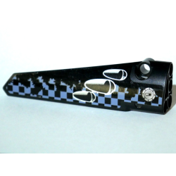 Technic, Panel Fairing # 6 Long Smooth, Side B with Vent Holes, Filler Cap and Worn Sand Blue and Black Checkered Pattern (Sticker) - Set 42002 Technic, Panel Fairing # 6 Long Smooth, Side B with Vent Holes, Filler Cap and Worn Sand Blue and Black Checkered Pattern (Sticker) - Set 42002