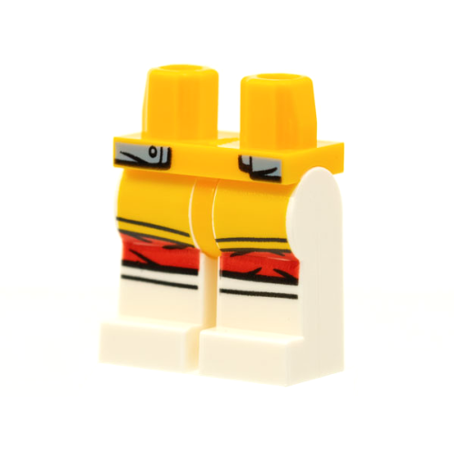 Деталь LEGO 970c01pb55 Hips and White Legs with Light Bluish Gray Coattails, Red Knee Wrappings Pattern