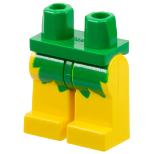 Деталь LEGO 970c03pb01 Hips and Yellow Legs with Green Leaf Skirt Pattern