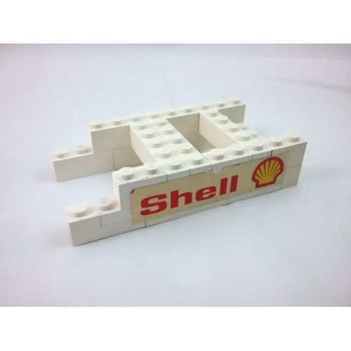 Деталь LEGO BA247pb01 Stickered Assembly 11 x 6 x 2 with Red 'Shell' and Shell Logo Pattern on Both Sides (Stickers) - Set 7816 - 6 Brick 1 x 2, 4 Brick 1 x 3, 2 Brick 1 x 4, 4 Brick 1 x 6