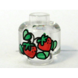 Minifigure, Head without Face with Red Strawberries with Green Leaves Pattern
