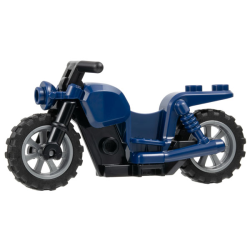 Motorcycle Chopper with Black Frame, Flat Silver Wheels, and Black Handlebars - Dark Blue Motorcycle Chopper with Black Frame, Flat Silver Wheels, and Black Handlebars - Dark Blue