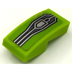 Slope, Curved 2 x 1 x 2/3 with Armor Plate with Black and Silver Lines on Lime Background Pattern (Sticker) - Set 70325