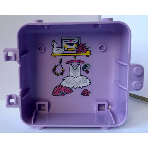 Деталь LEGO 64454pb04 Container, Box 3 x 8 x 6 2/3 Half Back with Dress, Fan, Flowers, Swan and Certificate Pattern (Sticker) - Set 41670