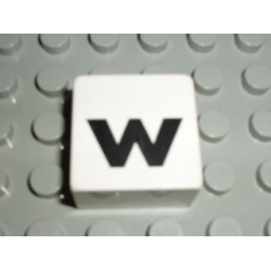 Duplo, Tile 2 x 2 x 1 with Black Lowercase Letter w Pattern