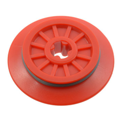 Train Wheel RC, Spoked with Technic Axle Hole and Rubber Friction Band - Red